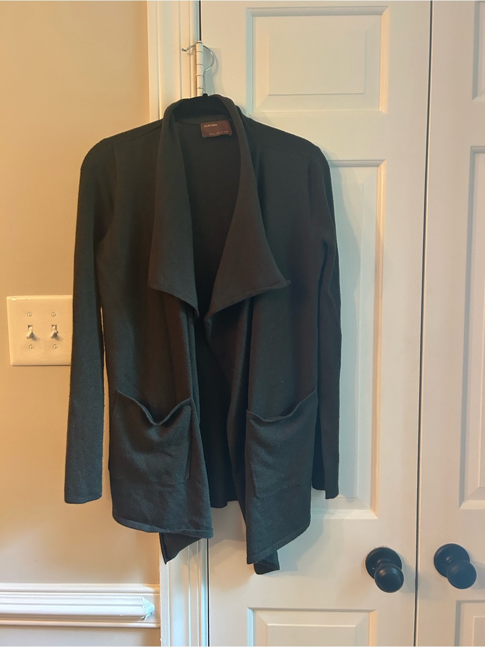 Dark green open cardigan
